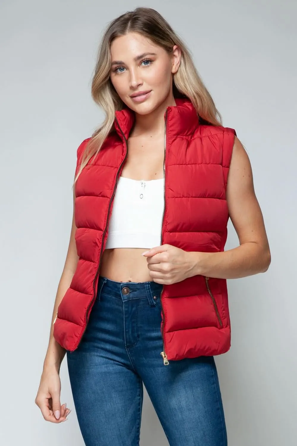 Snobbish Zip Up Turtleneck Vest with Pockets