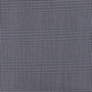 Stone Gray-Black Glen Paid Wool Polyester Twill Woven Suiting Fabric