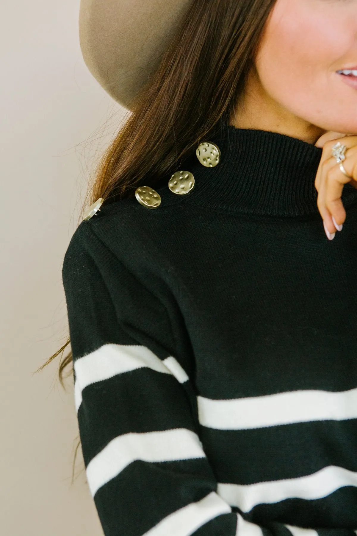 Striped Button Detail Sweater