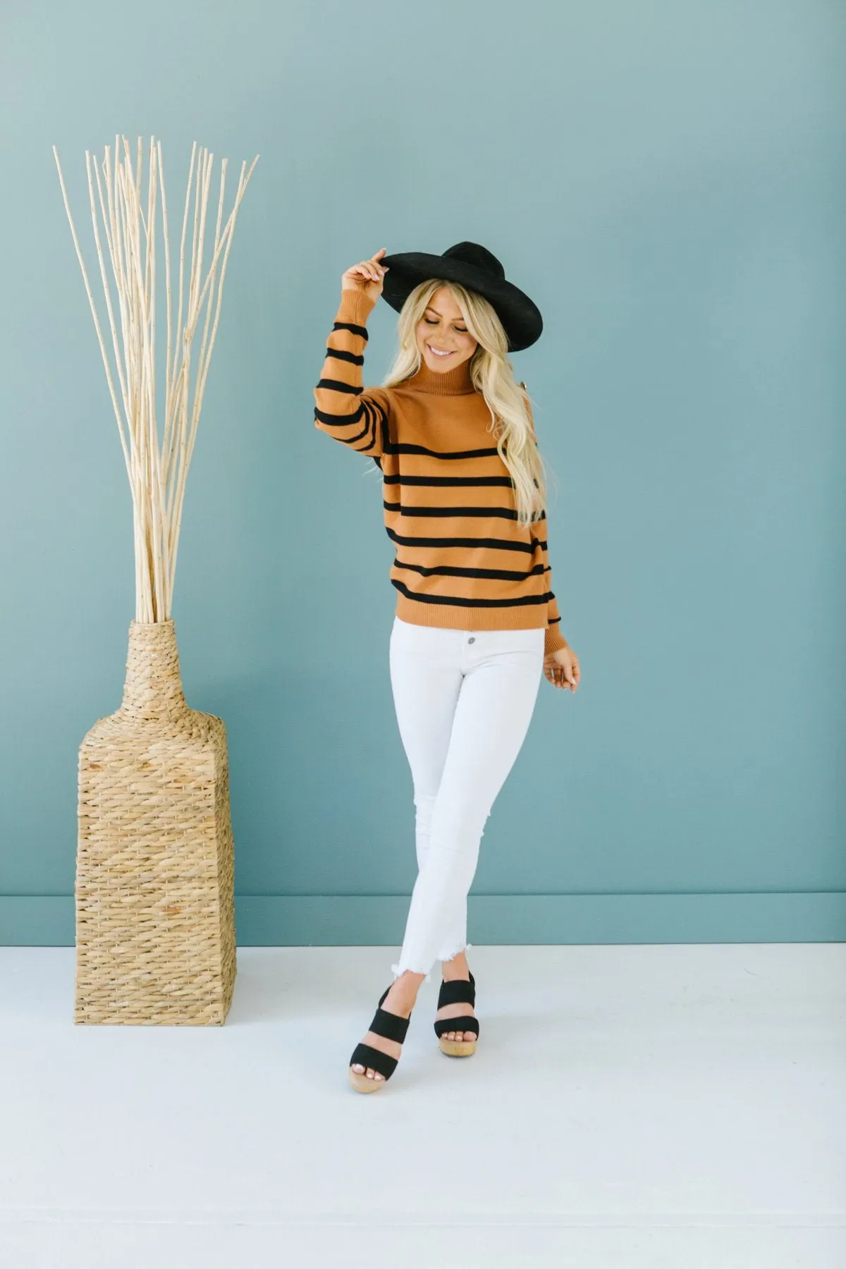 Striped Button Detail Sweater