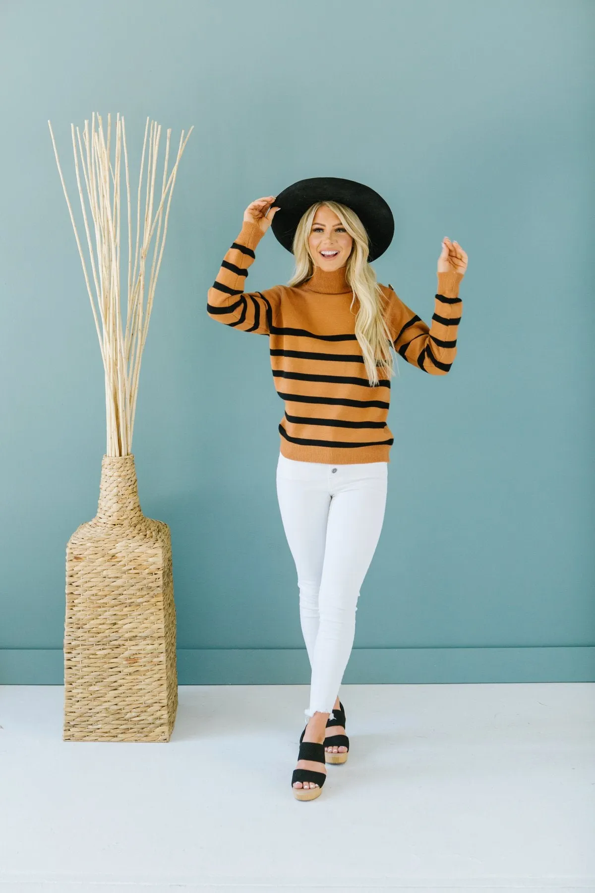 Striped Button Detail Sweater