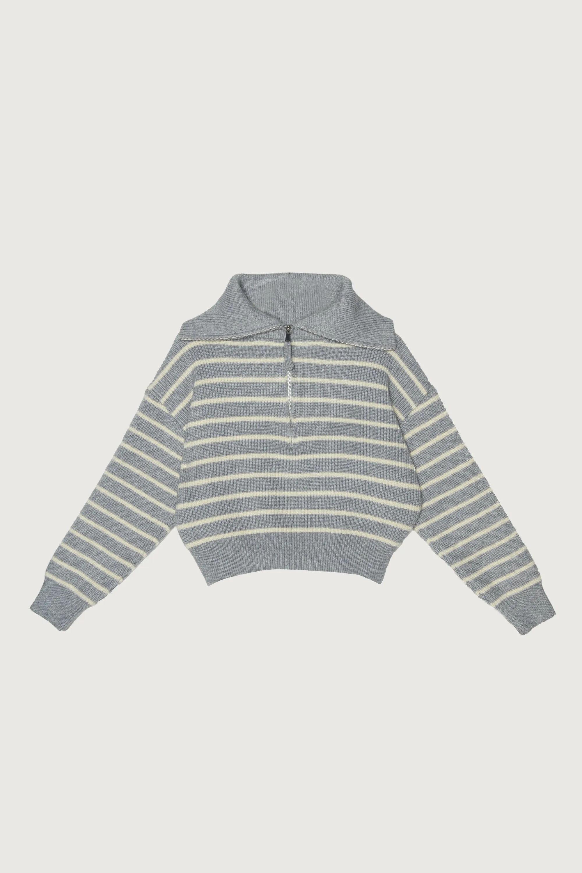 STRIPED HALF ZIP SWEATER