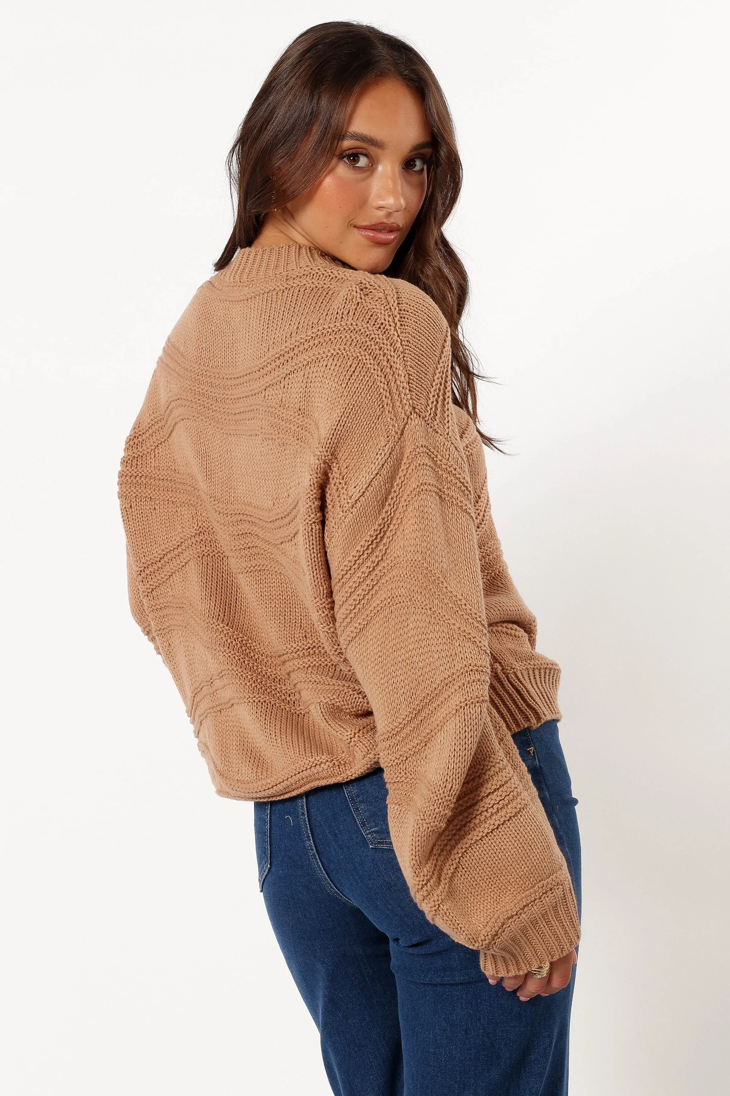 Talulla Texture Pattern Knit Sweater - Taupe