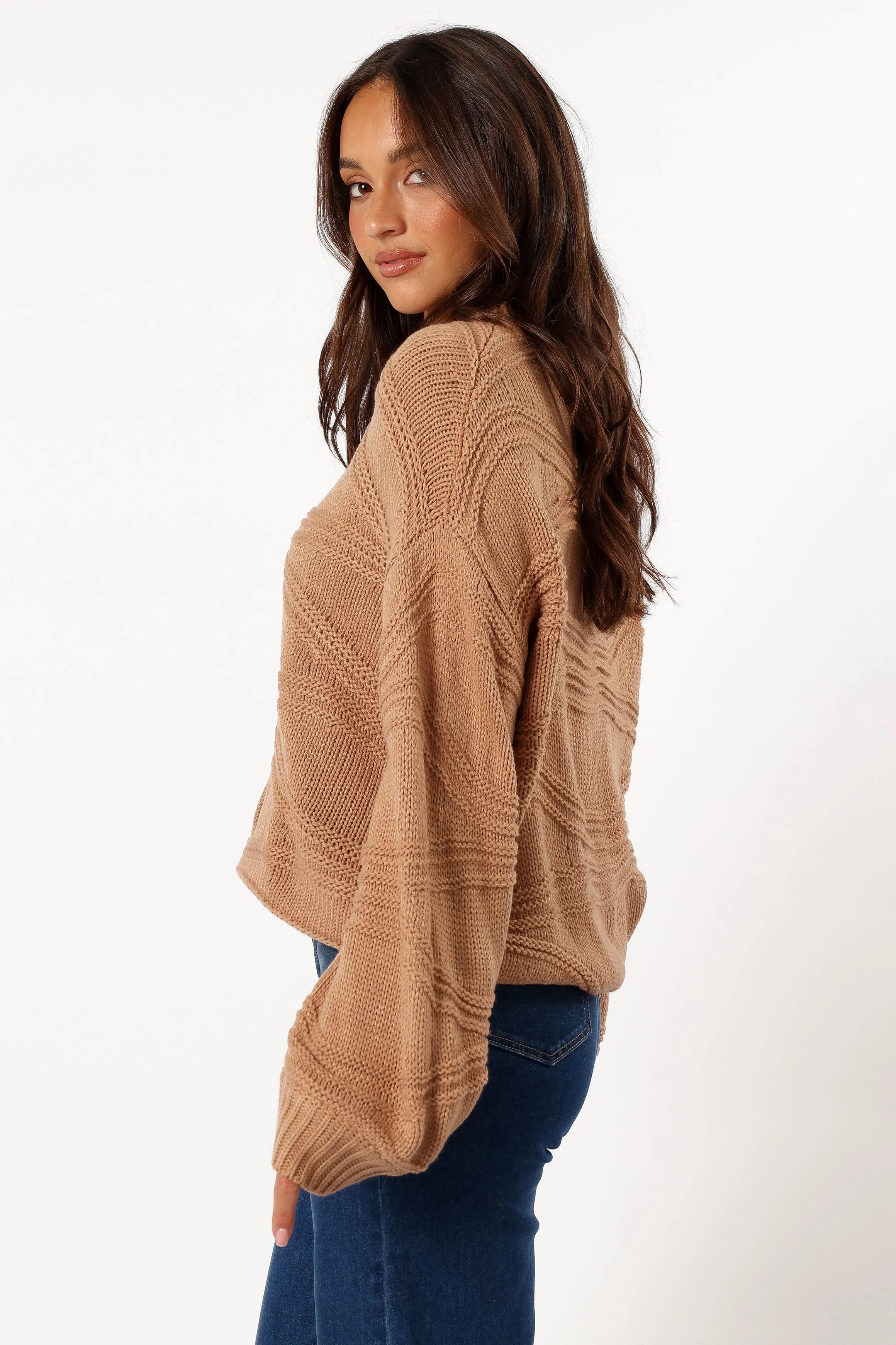 Talulla Texture Pattern Knit Sweater - Taupe