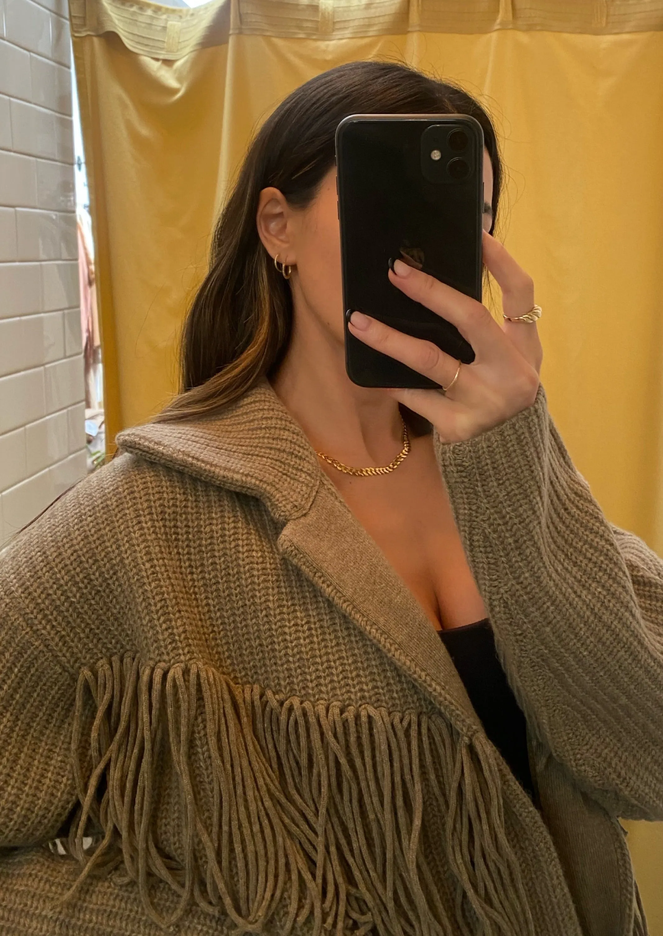 Taupe Fringe Cardigan