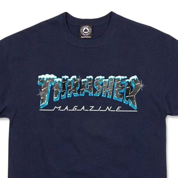 Thrasher Black Ice Tee Navy Blue