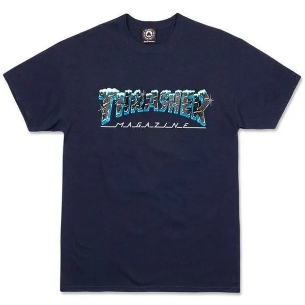 Thrasher Black Ice Tee Navy Blue