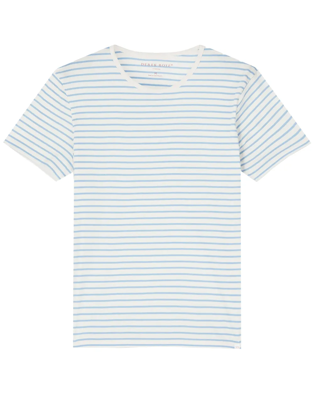 White and Blue Striped Pima Cotton Short Sleeve T-Shirt