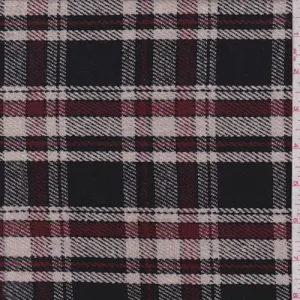 Wine/Black/Multi Plaid Jacketing Fabric