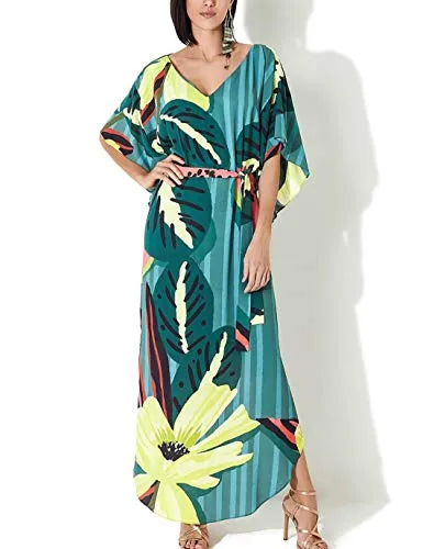 Women's Beach Kaftan Dress: Short Sleeve Swimsuit Cover Up