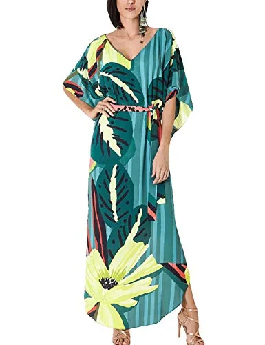 Women's Beach Kaftan Dress: Short Sleeve Swimsuit Cover Up