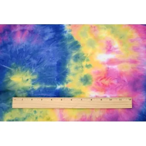 Yellow/Blue/Pink Tie Dye Double Brushed Jersey Knit Fabric